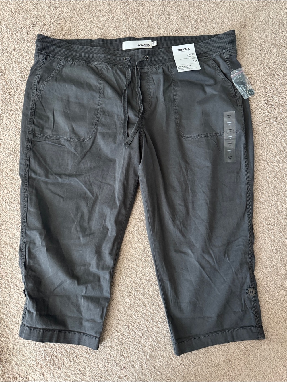 Sonoma Charcoal Drawstring Crop Pants